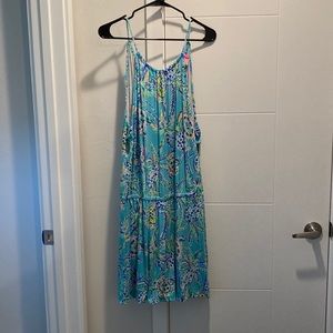 Lilly Pulitzer Large skort romper. Halter neckline with tie at the back.